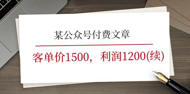 某公众号付费文章《客单价1500，利润1200(续)》市场几乎可以说是空白的-星河网创