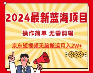 2024最新蓝海项目，无需剪辑，京东图文短视频无脑搬运月入2W+-星河网创