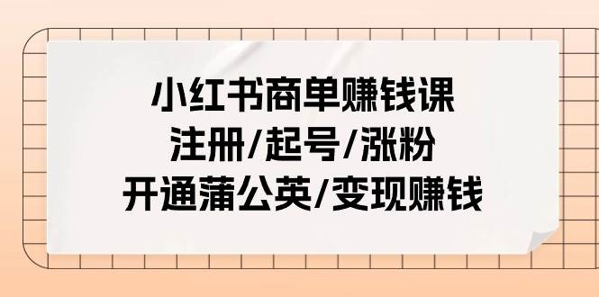小红书商单赚钱课：注册/起号/涨粉/开通蒲公英/变现赚钱（25节课）-星河网创