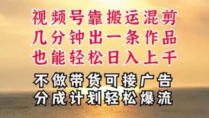 深层揭秘视频号项目，是如何靠搬运混剪做到日入过千上万的，带你轻松爆…-星河网创