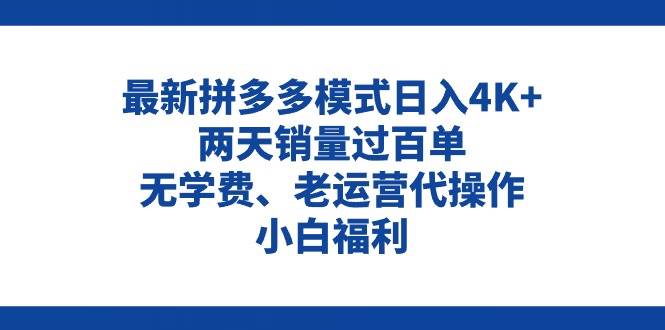 拼多多最新模式日入4K+两天销量过百单，无学费、老运营代操作、小白福利-星河网创