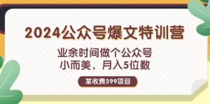 某收费399元-2024公众号爆文特训营：业余时间做个公众号 小而美 月入5位数-星河网创