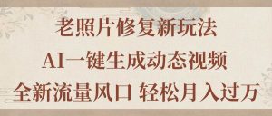 老照片修复新玩法，老照片AI一键生成动态视频 全新流量风口 轻松月入过万-星河网创