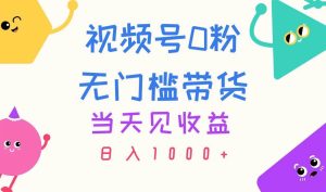 视频号0粉无门槛带货，当天见收益，日入1000+-星河网创