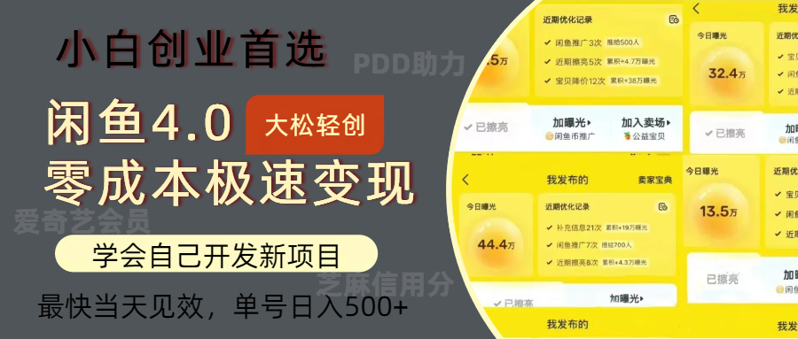 闲鱼0成本极速变现项目，多种变现方式，单号日入500+最新玩法-星河网创