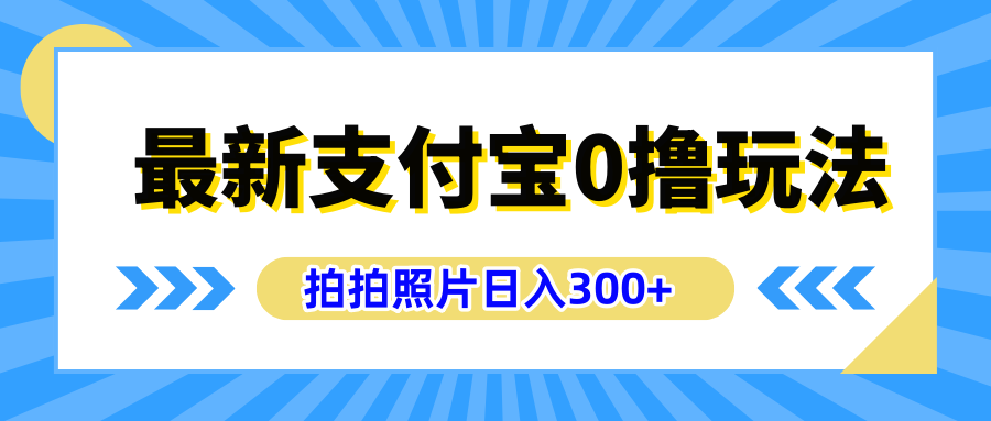 最新支付宝0撸玩法,拍照轻松赚收益,日入300+有手机就能做-星河网创