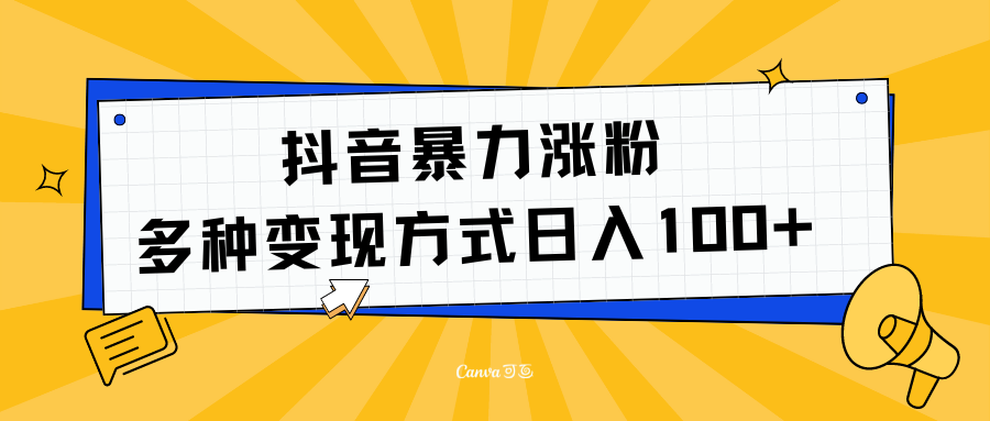 抖音暴力涨粉：多方式变现 日入100+-星河网创