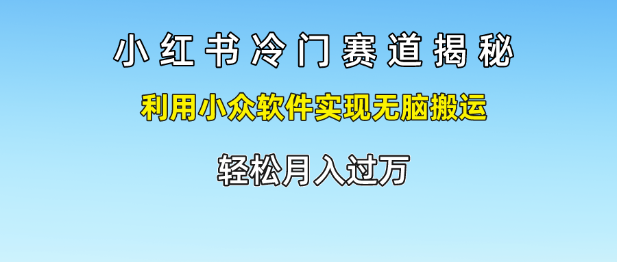 小红书冷门赛道揭秘,轻松月入过万，利用小众软件实现无脑搬运，-星河网创