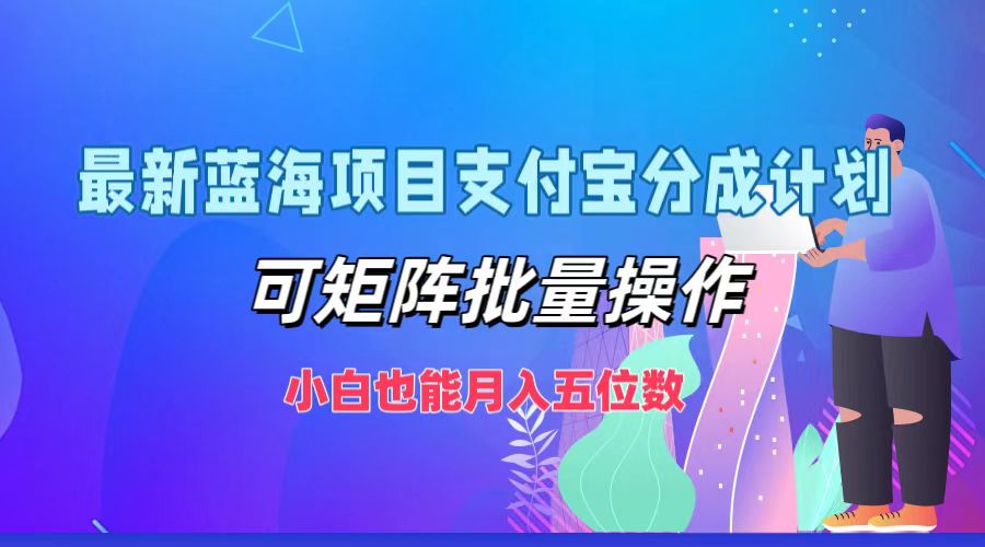 最新蓝海项目支付宝分成计划，小白也能月入五位数，可矩阵批量操作-星河网创
