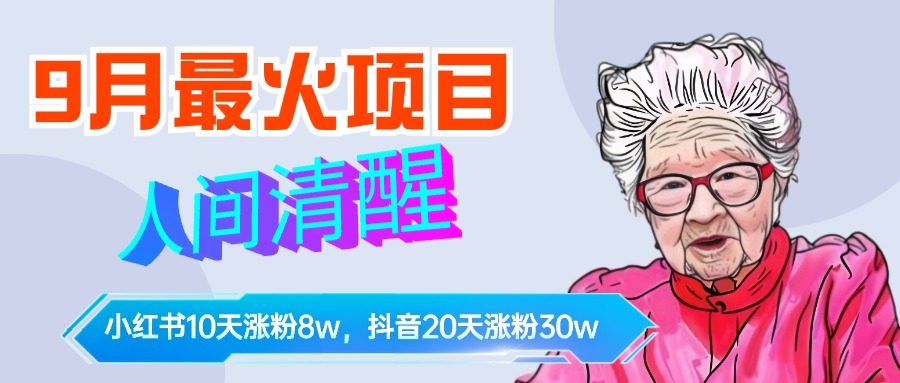 9月最火项目，人间清醒柒奶奶，10天小红薯涨粉8w+，单篇笔记报价1400.-星河网创