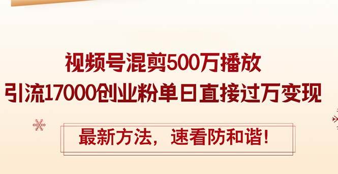 精华帖视频号混剪500万播放引流17000创业粉，单日直接过万变现，最新方…-星河网创