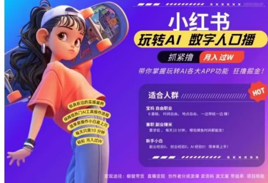 小红书数字人暴力起号，AI改写文案，流量火爆月入破W轻松拿捏，再也不用费劲录口播-星河网创