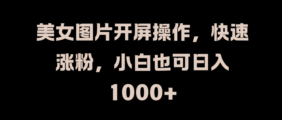 美女图片开屏操作，快速涨粉，小白也可日入1000+-星河网创