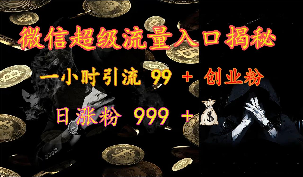 微信超级流量入口揭秘：一小时引流 99 + 创业粉，日涨粉 999 +【揭秘】-星河网创