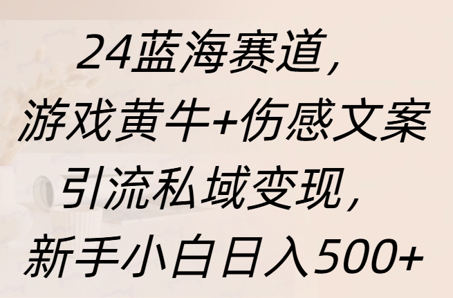 24蓝海赛道,游戏黄牛+伤感文案引流私域变现,新手日入500+-星河网创