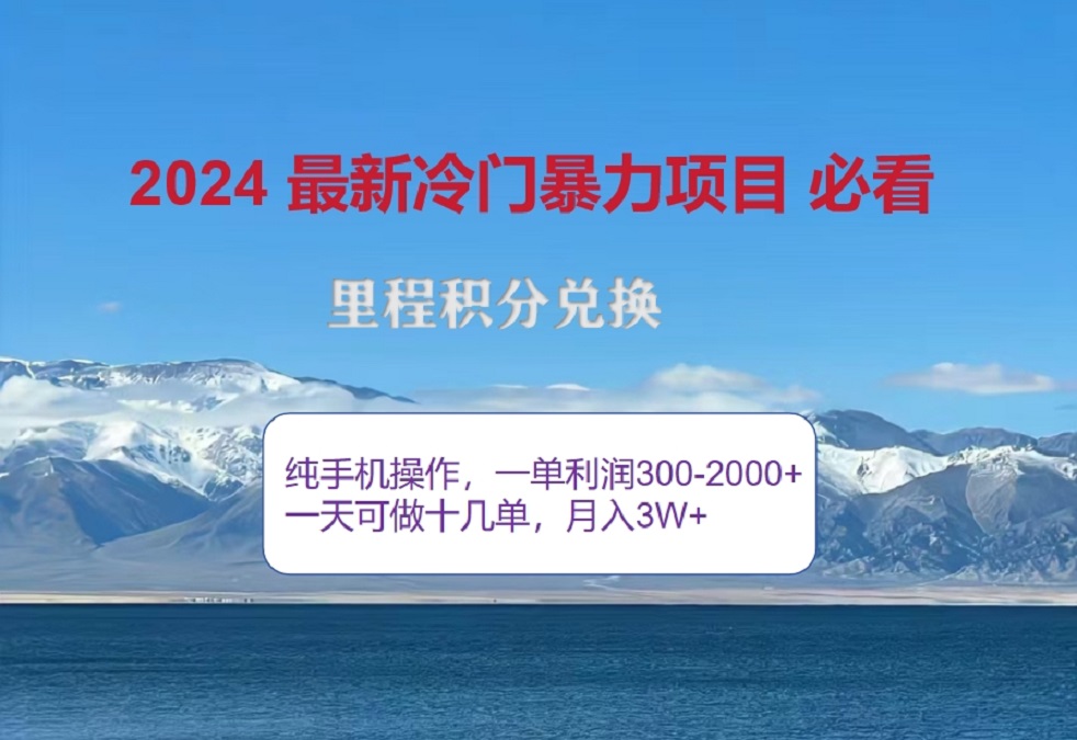 2024惊爆冷门暴利！出行高峰来袭，里程积分，高爆发期，一单300+—2000+，月入过万不是梦！-星河网创
