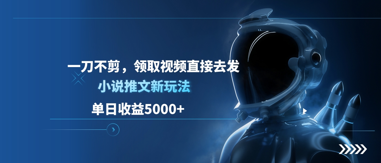 单日收益5000+，小说推文新玩法，一刀不剪，领取视频直接去发-星河网创