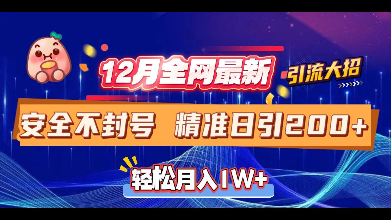 12月全网最新引流大招 安全不封号 日引精准粉200+-星河网创
