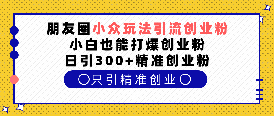 朋友圈小众玩法引流创业粉，小白也能打爆创业粉，日引300+精准创业粉-星河网创