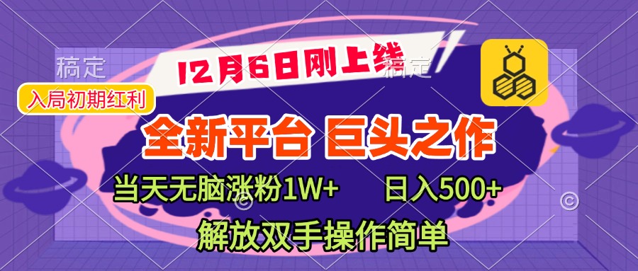 全新引流平台，巨头之作，当天无脑涨粉1W+，日入现500+，解放双手操作简单-星河网创