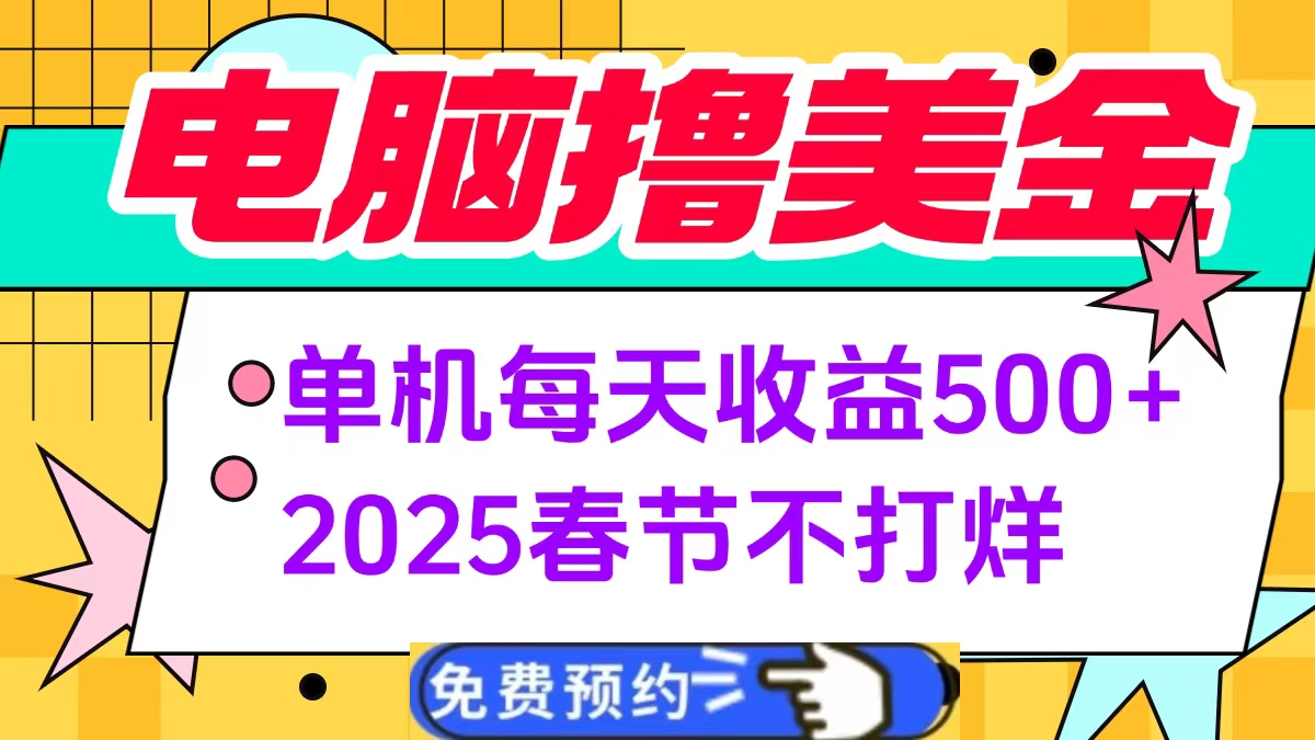 电脑撸美金单机每天收益500+，2025春节不打烊-星河网创