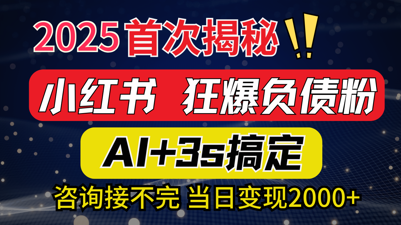 2025引流天花板：最新小红书狂暴负债粉思路，咨询接不断，当日入2000+-星河网创