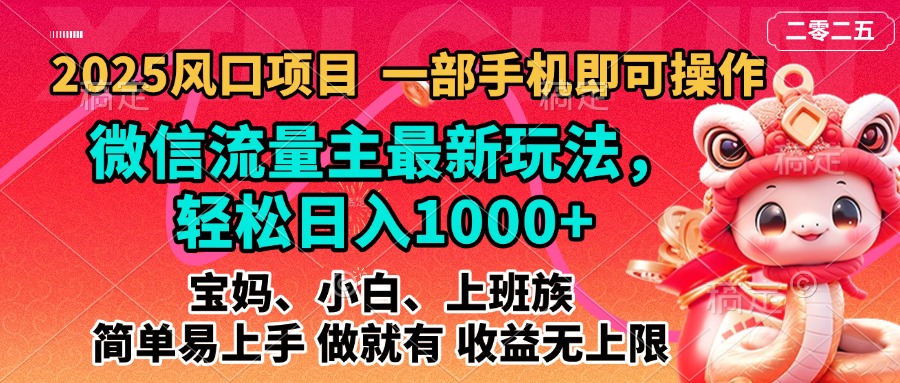 2025蓝海风口项目，微信流量主最新玩法，轻松日入1000+，简单易上手，做就有 收益无上限-星河网创