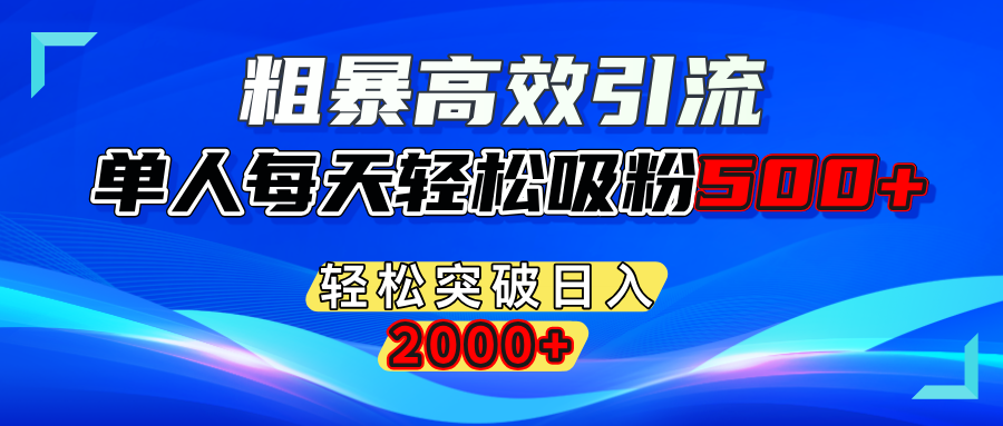 粗暴高效引流,单人每天轻松吸粉500+,轻松突破日入2000+-星河网创