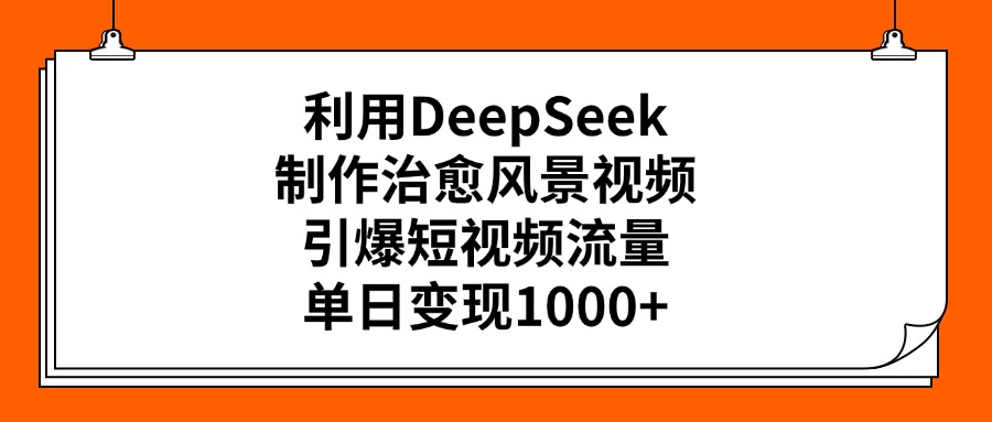 利用DeepSeek制作治愈风景视频，引爆短视频流量，单日变现1000+-星河网创