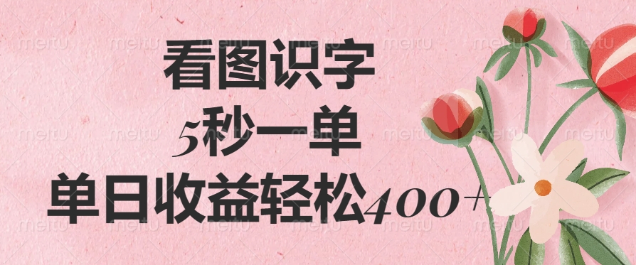 看图识字，5秒一单，单日收益轻松400+-星河网创