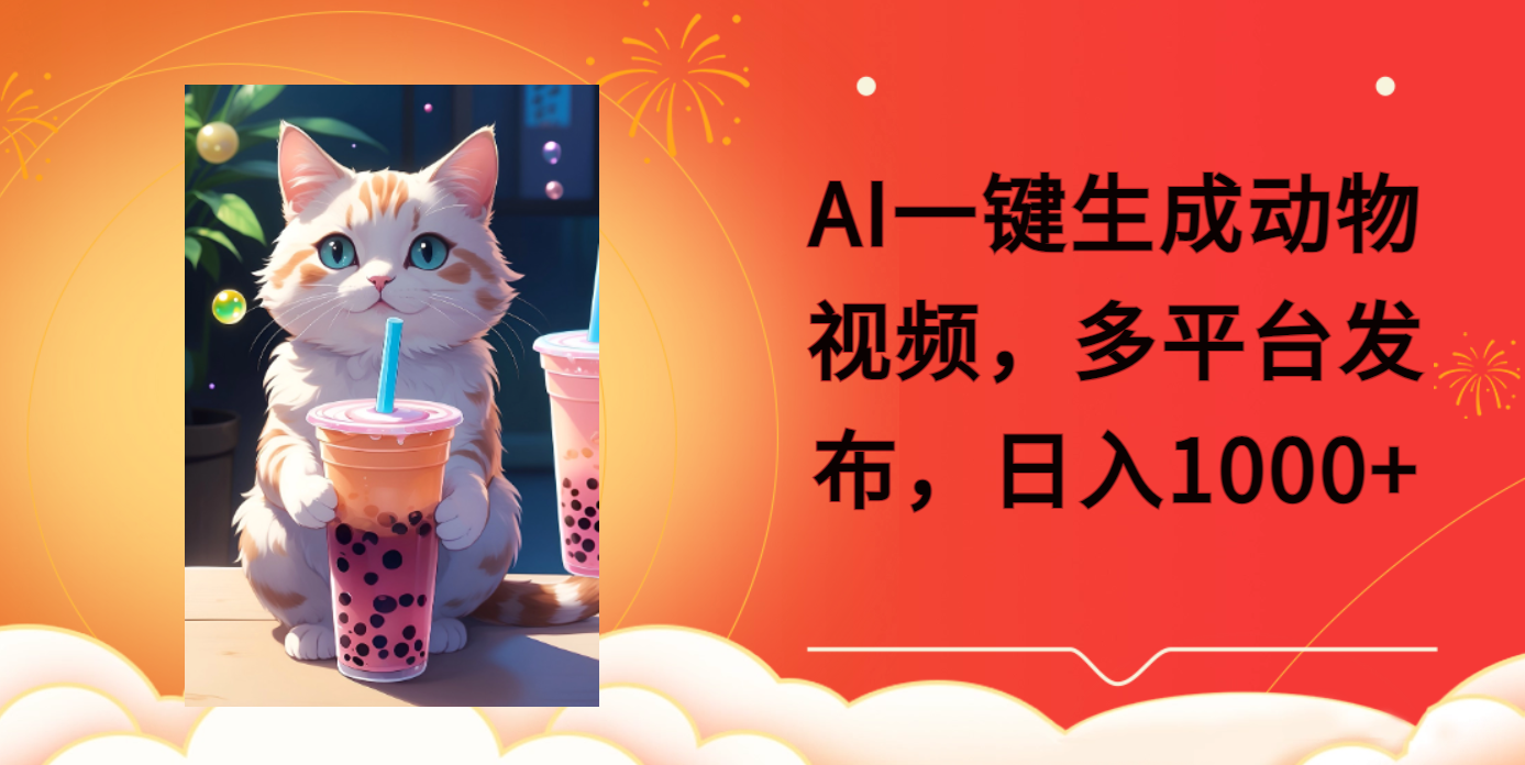 AI一键生成动物搞笑视频，多平台发布，轻松破千万播放，日入2000+-星河网创