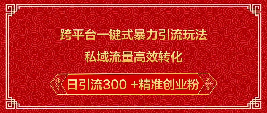 跨平台一键式暴力引流玩法，私域流量高效转化日引流300 +精准创业粉-星河网创
