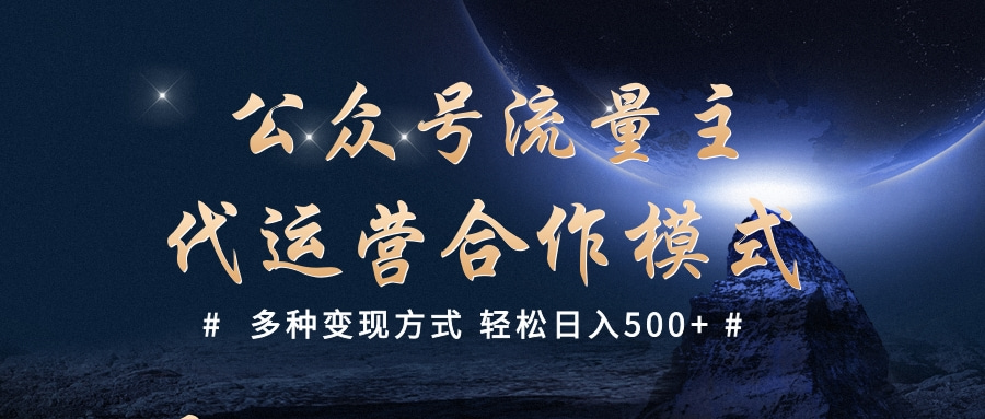 公众号流量主代运营  多种变现方式 轻松日入500+-星河网创