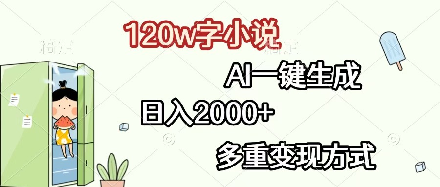 120w字小说,AI一键生成,日入2000+,多重变现方式-星河网创