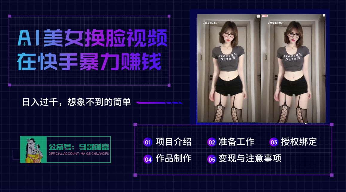 AI批量生成美女换脸视频,结合抖音快手暴利赚钱,通过此方法拉新日入过千-星河网创