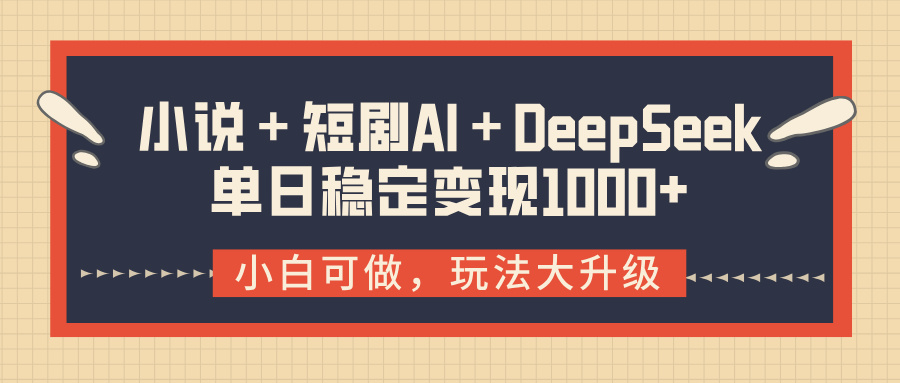 小说＋短剧AI＋DeepSeek结合变现，单日稳定变现1000+-星河网创