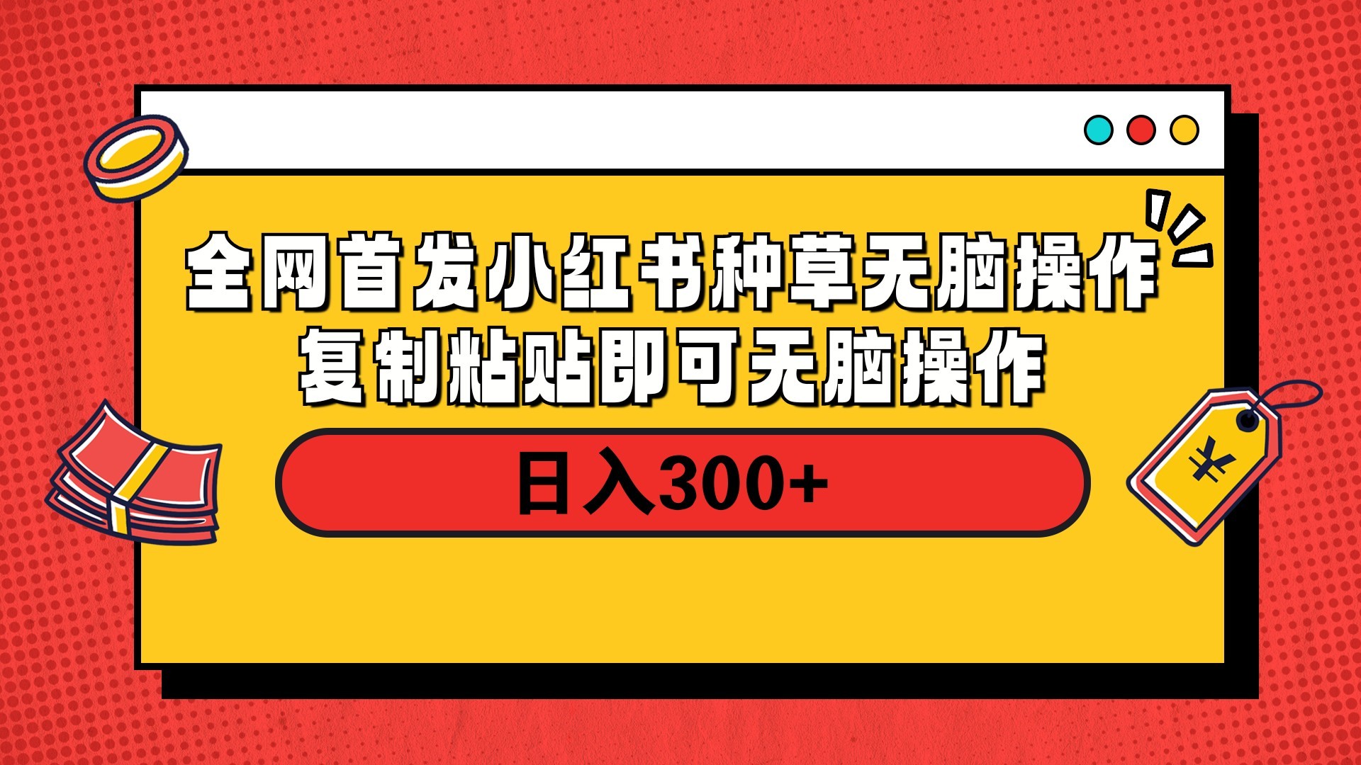 全网首发 小红书种草无脑操作复制黏贴即可 轻松日入300+-星河网创