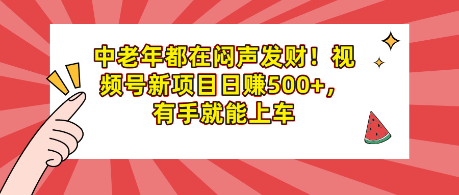 中老年都在闷声发财！视频号新项目日赚500+，有手就能上车-星河网创