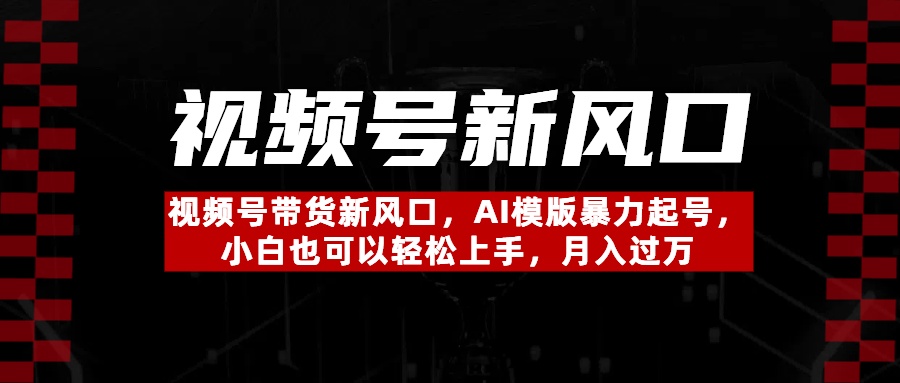 视频号带货新风口，AI模版暴力起号，小白也可以轻松上手，月入过万-星河网创