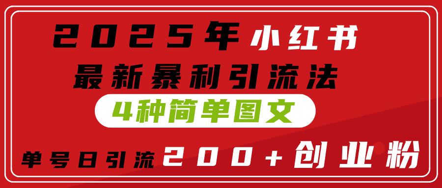 2025年小红书最新暴利引流法，4种简单图文，单号日引流200+创业粉(附无脑抄模板）-星河网创