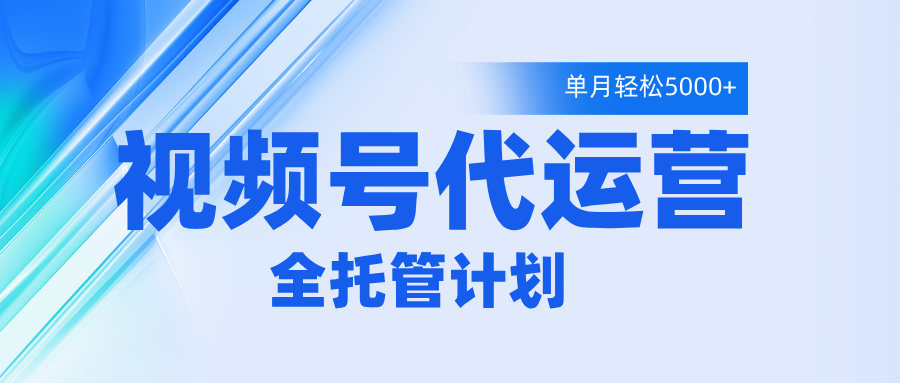 视频号代运营2.0，全程托管招募，单月轻松变现5000+-星河网创