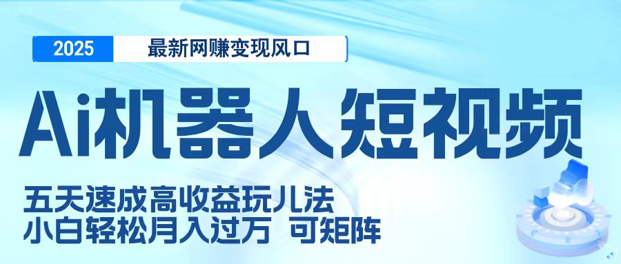 二零二五最新网赚变现风口，Ai 机器人短视频，五天速成高收益玩儿法，小白轻松月入过万，可矩阵-星河网创