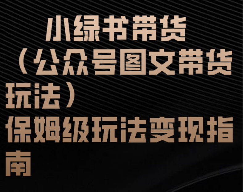 小绿书带货（公众号图文带货玩法）保姆级玩法变现指南-星河网创