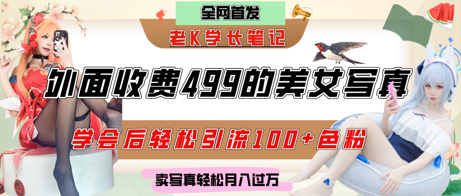 外面收费499的美女写真制作技术，学会后轻松引流色粉变现，日引100+色粉，轻松月入过万-星河网创