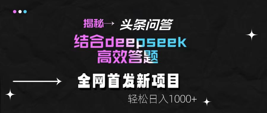 揭秘头条问答新玩法！结合deepseek高效答题，轻松日入1000+-星河网创