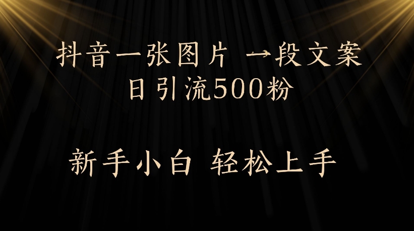 抖音一张图片，一段文案日引流500粉，新手小白 轻松上手-星河网创