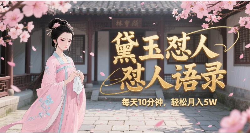 林黛玉怼人语录 怼人鸡汤  AI产出图片视频文案 每天十分钟 附提示词文案库  带书 带素材 带提示词 带虚拟资料 带徒弟 创作者分成 月入5W+-星河网创