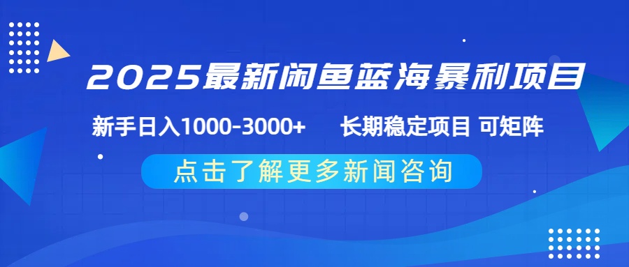 2025最新闲鱼蓝海暴利项目 ,新手日入1000-3000+ 长期稳定项目 可矩阵-星河网创
