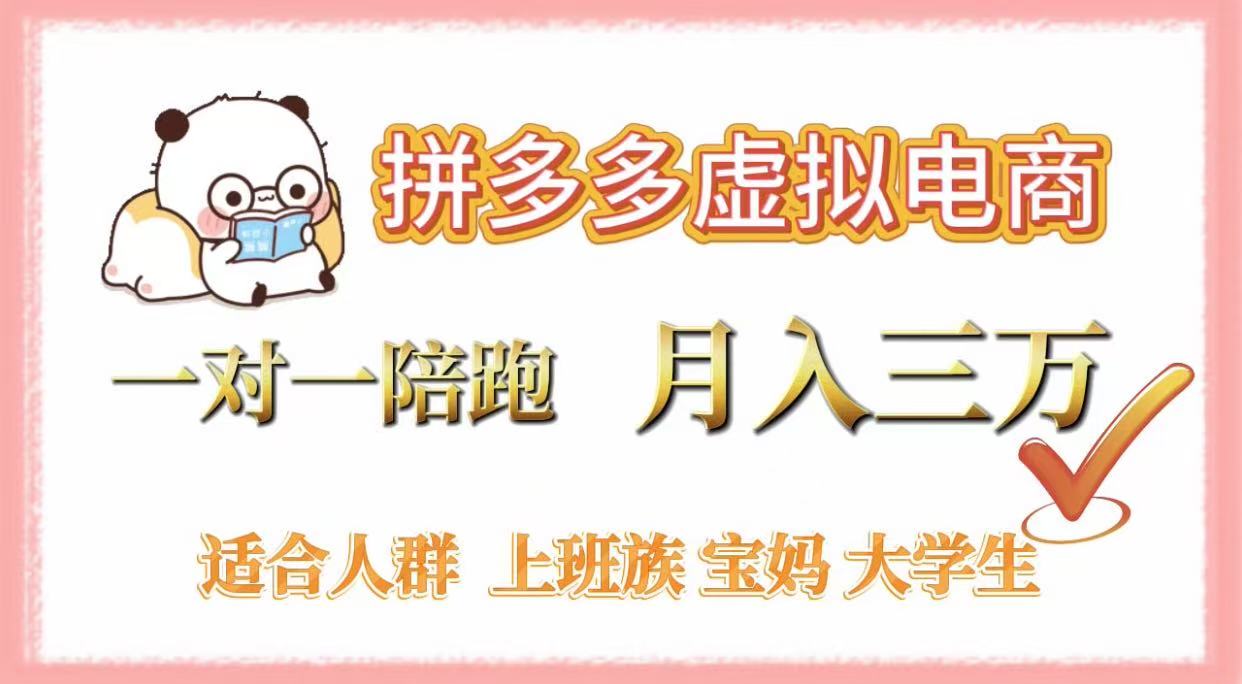 拼多多虚拟电商，一对一陪跑，月入3万，0囤货，轻资产，不发货-星河网创