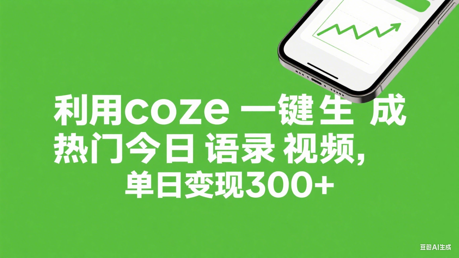 利用coze一键生成热门今日语录视频，单日变现300+-星河网创